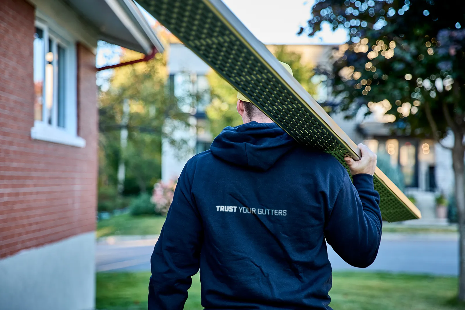 Gutter replacement on a brick facade — Gutters R US Enterprises, Cowichan Valley BC